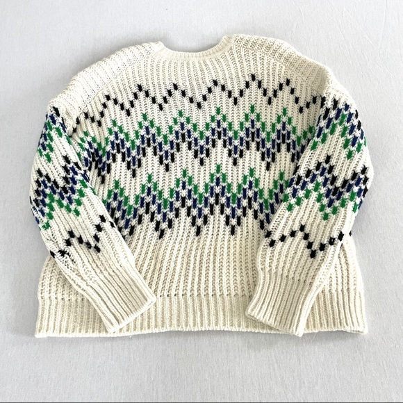 Maje Massimo Chevron Pattern Shaker Stitch Wool Blend Sweater - Picture 9 of 15